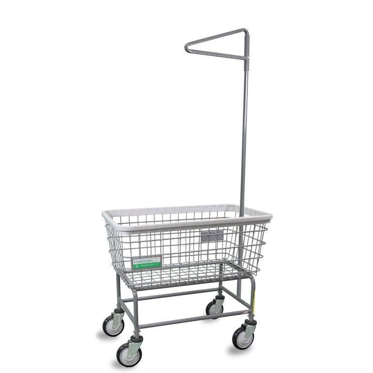 Large Capacity Laundry Cart w/ Single Pole Rack