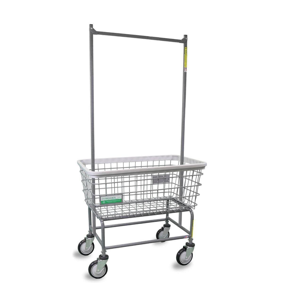 Large Capacity Laundry Cart w/ Double Pole Rack