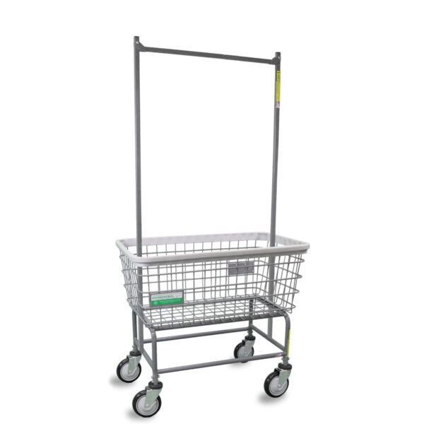 Large Capacity Laundry Cart w/ Double Pole Rack