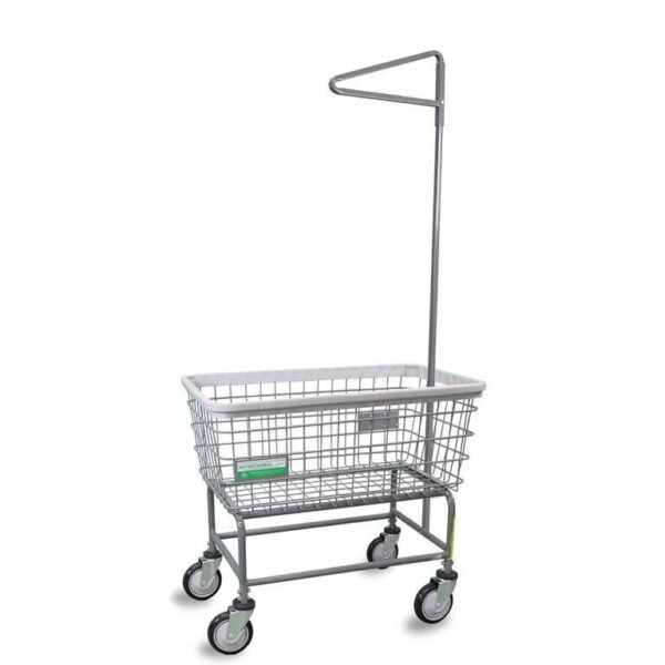 Large Capacity Laundry Cart w/ Single Pole Rack