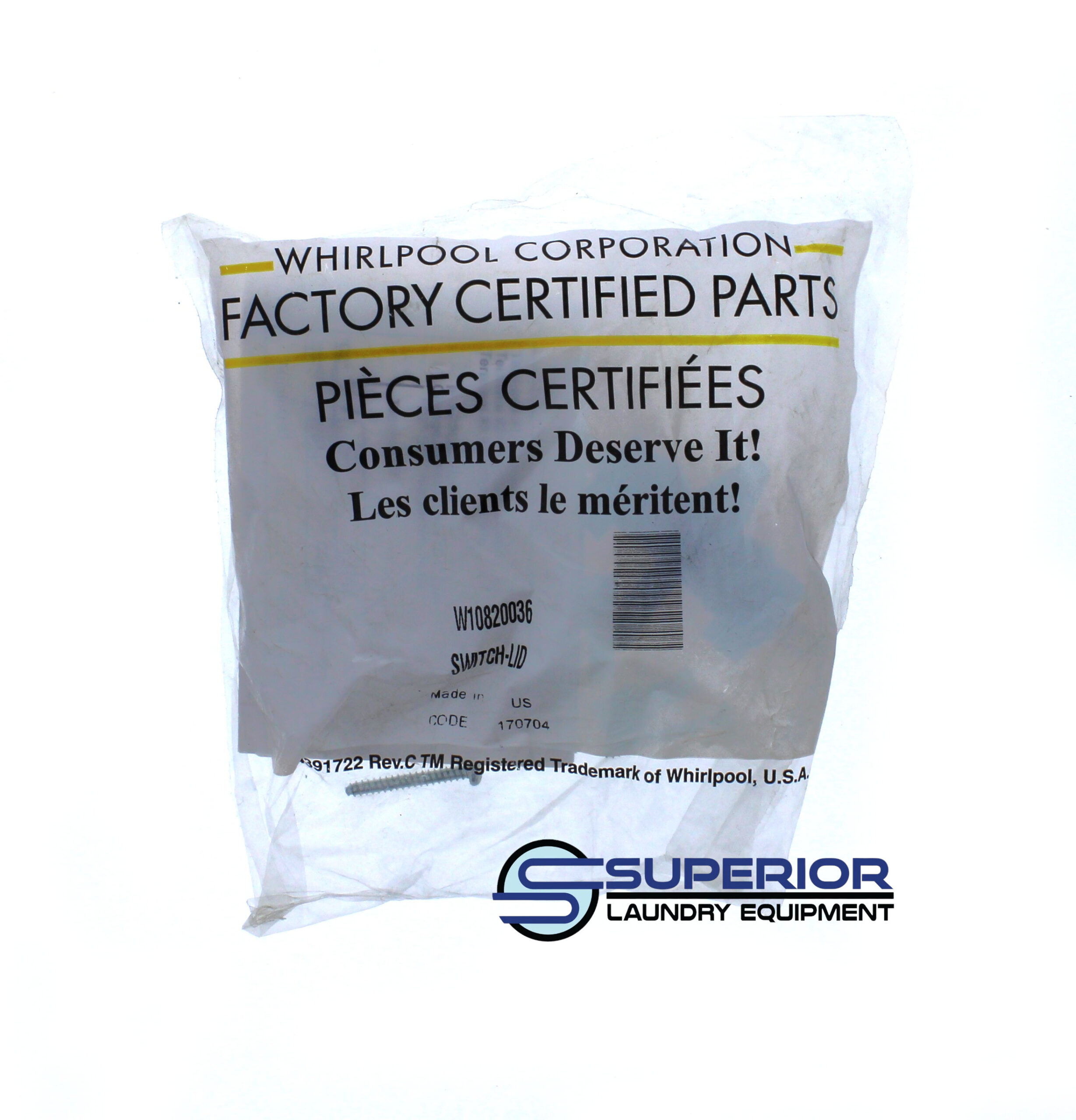 W10820036 Whirlpool Door / Lid Switch Kit