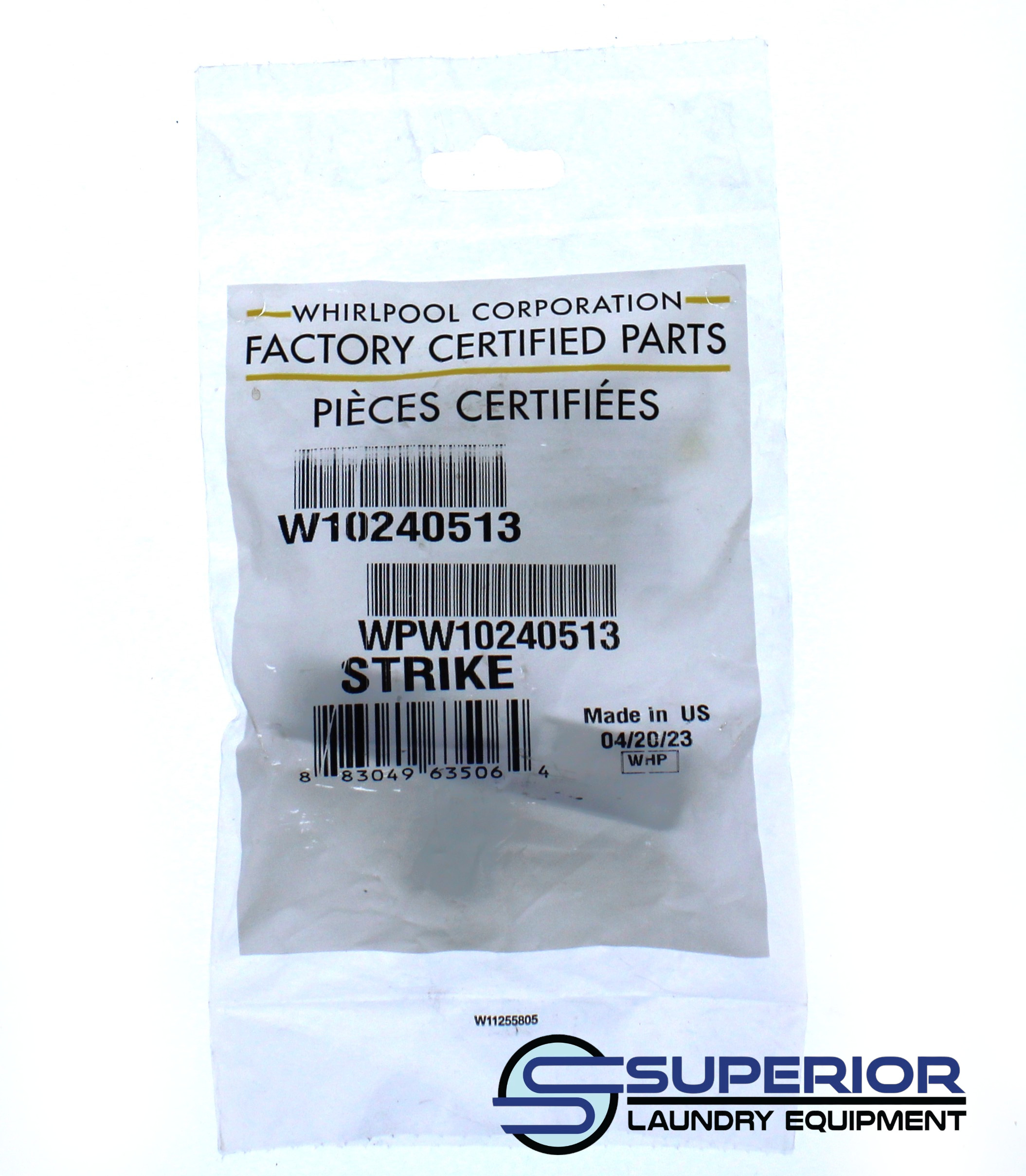 WPW10240513 Whirlpool Washer Lid Latch Lock Strike (White)